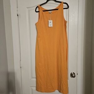 Free Assembly Women's Tank Maxi Dress with Shoulder Twist in Apricot